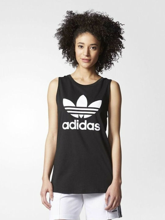Adidas Trefoil Αμάνικη Γυναικεία Αθλητική Μπλούζα σε Μαύρο χρώμα