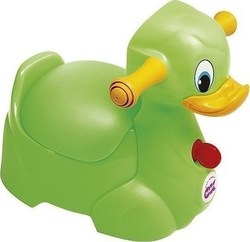 OK Baby Potty with Steering Wheel Quack The Duck with Sounds & Lid Green