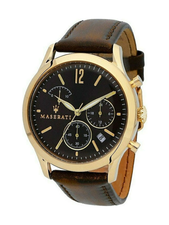 Maserati Tradizione Uhr Chronograph Batterie mit Braun Lederarmband R8871625001