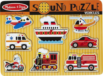 Holz Kinder Steckpuzzle Sound Vehicles 8pcs Melissa & Doug