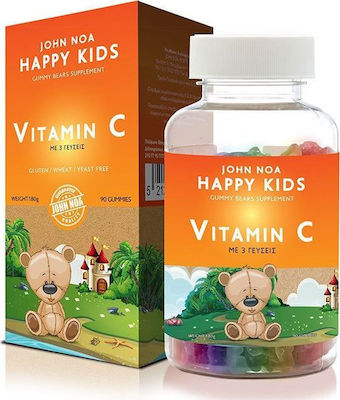 John Noa Happy Kids Vitamin C Vitamina pentru Energie & Întărirea Sistemului Imunitar Portocaliu 90 bomboane de jeleu