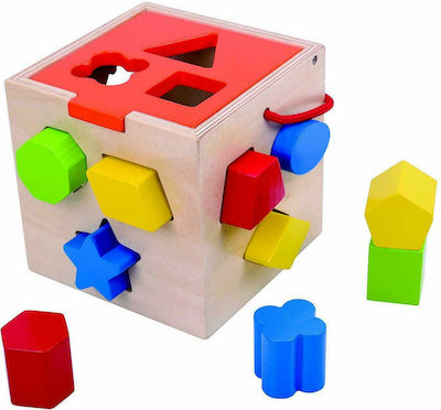 Tooky Toys Shape Sorting Toy Κύβος-Σφηνώματα made of Wood for 18++ Months