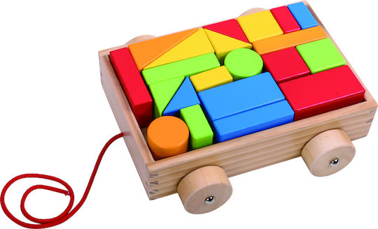 Tooky Toys Конструктори Плъзгаща Се Количка Дървени За 1+ Години 16 Бройки