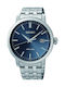 Seiko Ανδρικό Ρολόι 42mm Αυτόματο με Ασημί Μεταλλικό Μπρασελέ