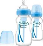 Dr. Brown's Set aus Plastikflaschen Options+ Wide Neck Gegen Koliken mit Silikonsauger für 0+, 0+ m, Monate Light blue 270ml 2Stück