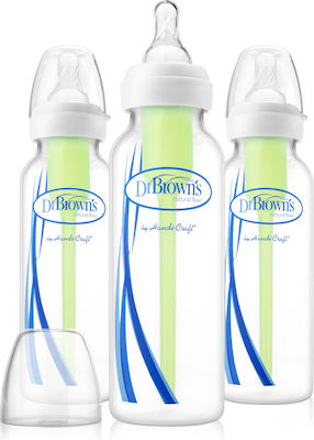 Dr. Brown's Plastic Bottle Set Options+ Narrow Neck Anti-Colic with Silicone Nipple for 0+, 0+ m, months 250ml 3pcs