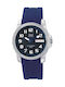 Q&Q Watch Battery with Blue Rubber Strap A166-305Y A166J305