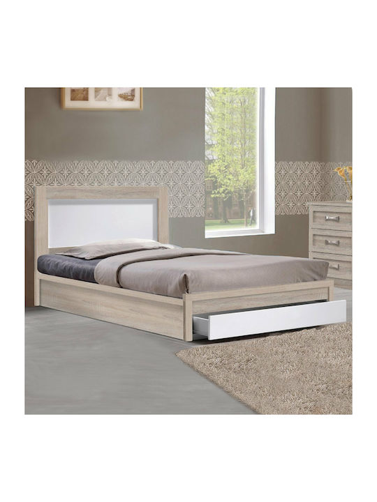 Melany Bed Single Wooden Sonama-white for Mattr...