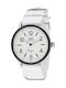 Q&Q Watch Battery with White Leather Strap Q922-344