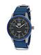 Q&Q Watch Battery with Blue Fabric Strap Q922-535