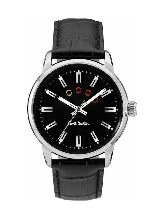 Paul Smith Block Watch with Black Leather Strap