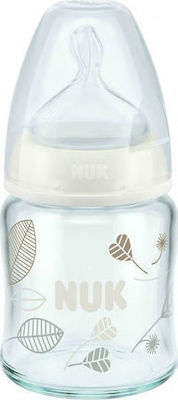 Nuk Glass Bottle First Choice Plus Anti-Colic with Silicone Nipple for 0-6 months White Leaflets 120ml 1pcs 10.747.095