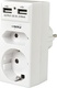 Heitech Double Socket Πολύπριζο Aσφαλείας 2 Θέσεων με 2 USB-A Χωρίς Καλώδιο