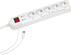 Gembird Power Strip with Surge Protection 6 Positions with USB-A and Switch