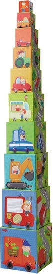 Haba Stacking Toy Cubes with Designs & Numbers Cars for 12++ Months