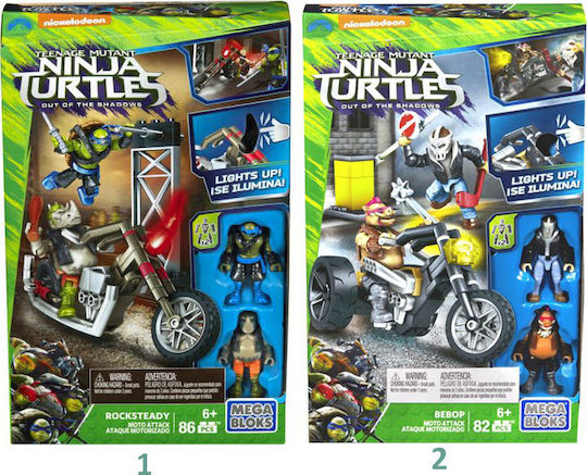 Mega Bloks Blocks Χελωνoνιντζάκια Rocksteady Moto Attack for 6+ Years 82pcs (Various Designs/Assortments of Designs) 1pc