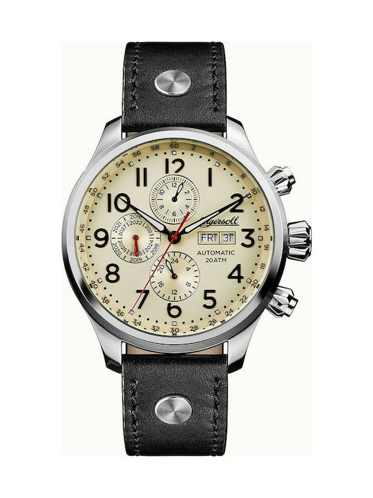 Ingersoll The Delta Automatic Uhr Chronograph Automatisch mit Schwarz Lederarmband