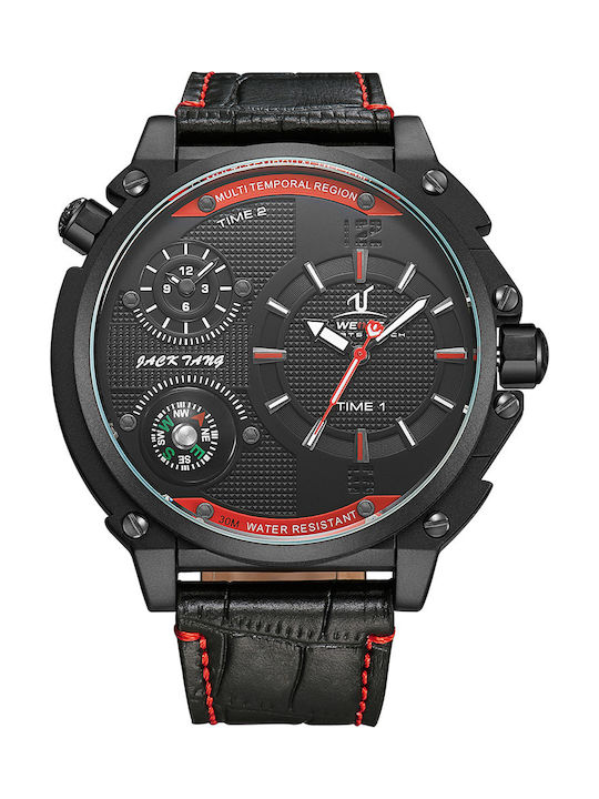 Weide Watch Battery with Black Leather Strap WD10244