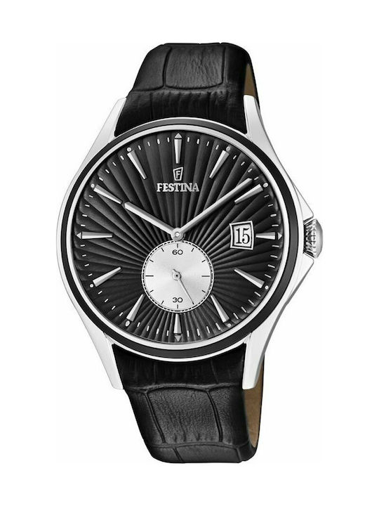 Festina Часовник Батерия с Черно Кожено Каишка F16980/4