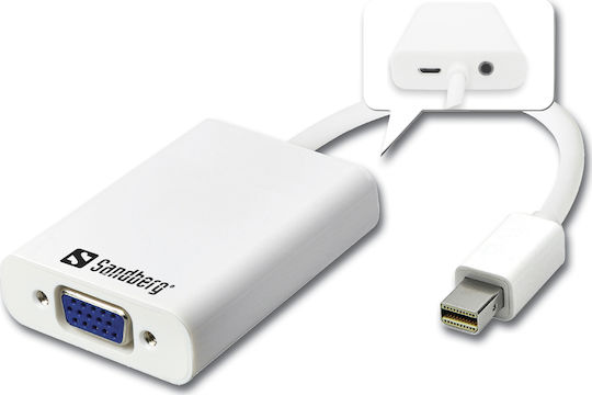 Sandberg Konverter Mini-DisplayPort männlich zu 3.5mm / VGA weiblich Weiß 1Stück 509-05