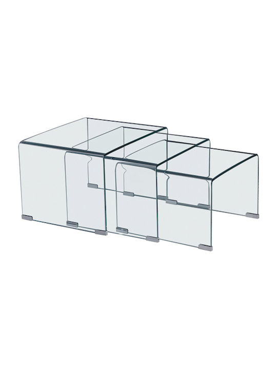 Rectangular Set Zigon Glasser din sticla Transparent 3buc L42xL42xH42cm