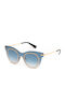 Charlie Max Milano MEDA GL-N32 Women's Sunglasses with Gold Metal Frame and Blue Mirror Lens