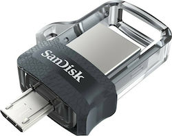 Sandisk Ultra Dual Drive M3.0 32ГБ USB 3.0 Стик с връзка USB-A & micro USB-B Черно