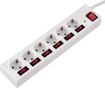 HAMA 6-Way Power Strip Individually Switchable 6-Outlet Power Strip White