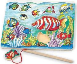 Lemnos Puzzle pentru Copii cu Îmbinări Magnetic Fishing Puzzle pentru 3++ Ani 8buc Viga Toys