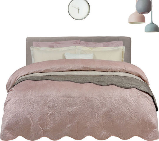 Das Home Velvet Line 9329 Κουβερλί Υπέρδιπλο Microfiber Ροζ 220x240cm
