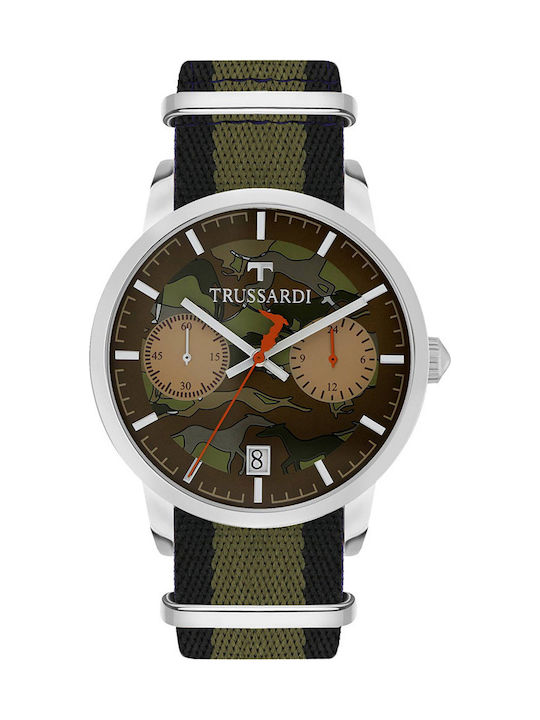Trussardi My Time Ρολόι Χρονογράφος Μπαταρίας με Υφασμάτινο Λουράκι σε Πράσινο χρώμα