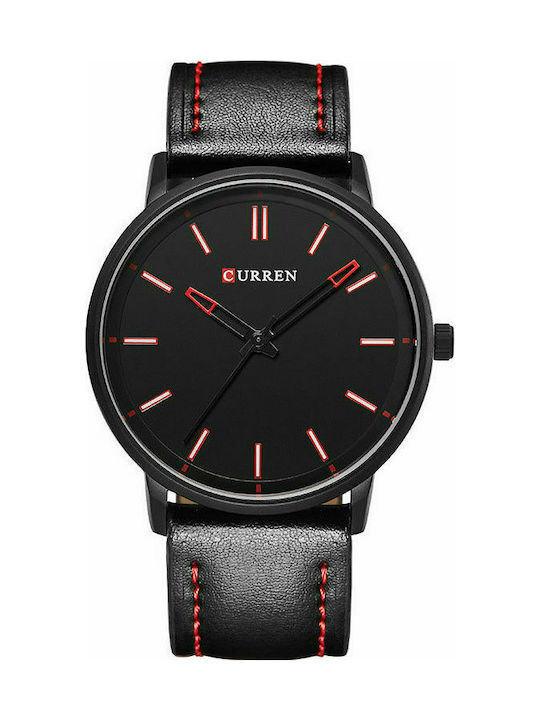 Curren Watch Battery with Black Leather Strap