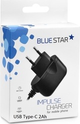 Blue Star Φορτιστής με Ενσωματωμένο Καλώδιο USB-C Μαύρος (5901737373311)