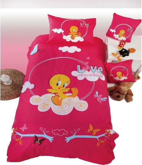 Viopros Elektrische Gitarren Kinderdecke Einzel mit Kissenbezug Tweety Fuchsia Rosa 160x240cm