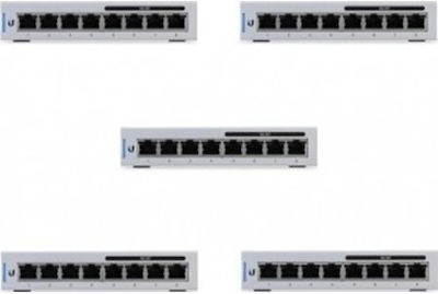 Ubiquiti Unifi Switch 8 (5 Pack) Managed L2 PoE+ Switch with 8 Gigabit (1Gbps) Ethernet Ports