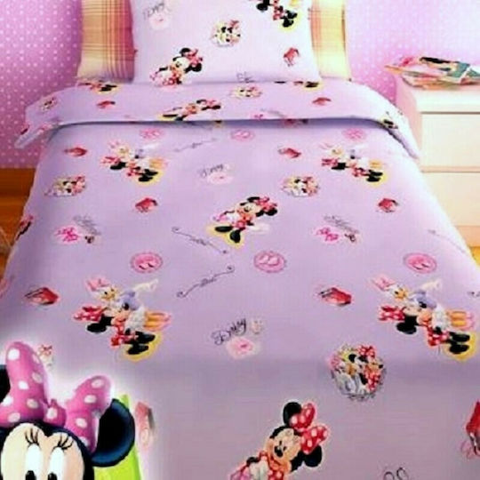 Disney Kids Duvet Set Single with Pillowcase Μinnie Purple 160x240cm Disney Kids Duvet Set Single with Pillowcase Μinnie Purple 160x240cm
