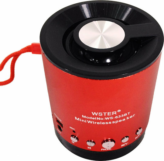WSTER WS-633BT Bluetooth Speaker 3W with Radio and Battery Life up to 6 hours Red