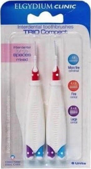 Elgydium Trio Compact 4 Ανταλλακτικά για Μεσοδόντια Βουρτσάκια με Λαβή Mixed 6τμχ