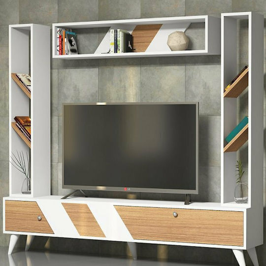 Rile Living Room TV Unit Beige L180xW30xH160cm