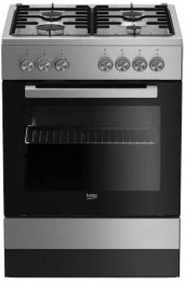 Beko FSE 62120 DX Κουζίνα 66lt με Εστίες Υγραερίου Π60εκ. Inox