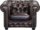 Chesterfield Πολυθρόνα από Γνήσιο Δέρμα Καφέ 103x92x72cm