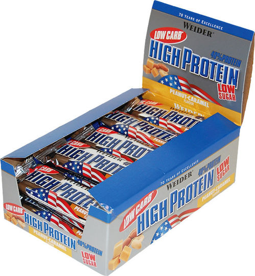 Weider High Protein Riegel mit 40% Protein & Geschmack Peanut Caramel 24x50gr