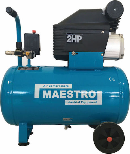 Maestro MAC 50 Cu o singură fază Compresor de aer 96dB cu Putere 2hp și Rezervor de aer 50lt 50206