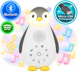 Zazu Zoe Pinguin de Somn cu Zgomote Albe Bluetooth Lumină de Noapte Gri Reîncărcabil