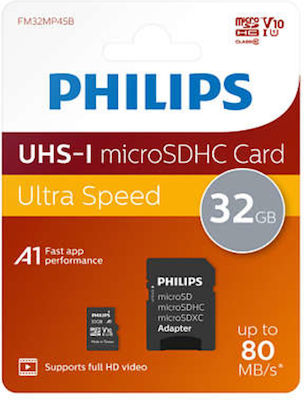 Philips FM32MP45B microSDHC 32GB Class 10 U1 V10 High Speed