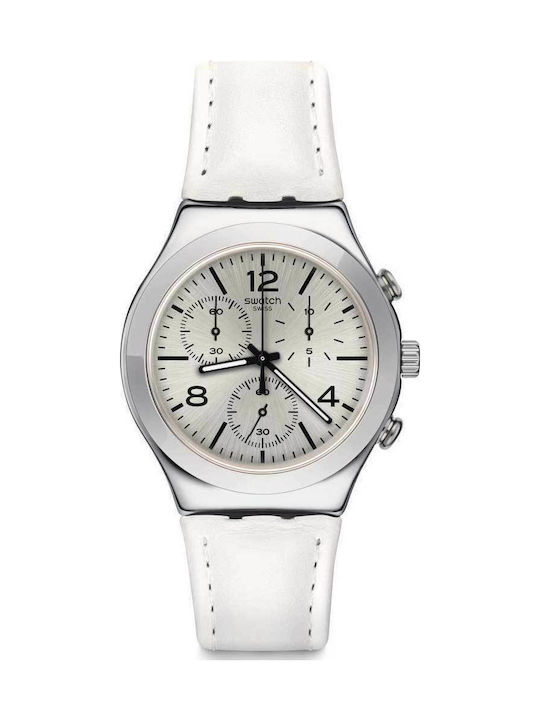 Swatch Biancamente Watch Chronograph with White Rubber Strap