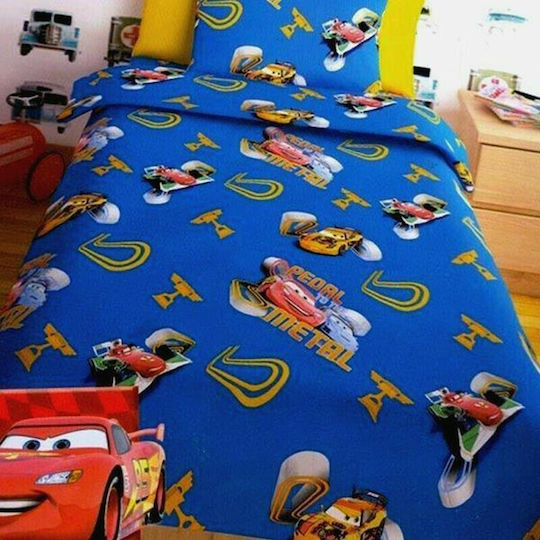 Disney Bettwäsche-Set Einzel Baumwolle Cars Blue 155x260cm 3Stück