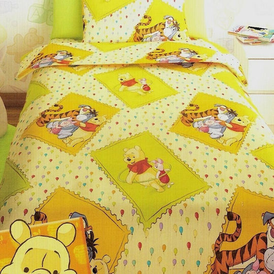 Disney Sheet Set Single Cotton Winnie Yellow 155x260cm 3pcs