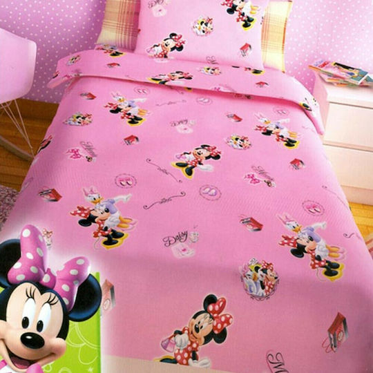 Disney Bettwäsche-Set Einzel Baumwolle Minnie Pink 155x260cm 3Stück