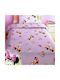 Disney Σετ Σεντόνια Μονά Βαμβακερά Minnie Lilac 155x260cm 3τμχ